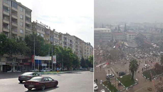 Kahramanmaraş’ta onlarca binanın yıkıldığı caddenin depremden önceki hali
